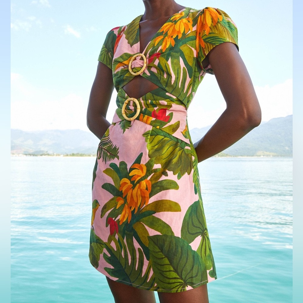NWT 💕🌴 FARM RIO Pink Cocoa Forest Mini Dress